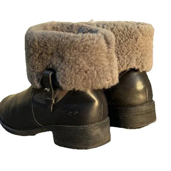 UGG CHYLER BLACK WATER RESISTANT Booties Womens Size 8 - Picture 6 of 12